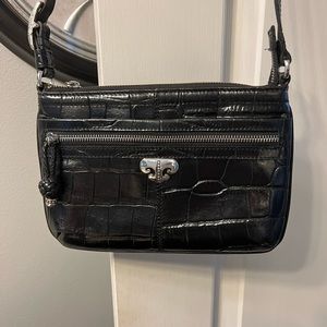 Brighton black leather croc embossed crossbody